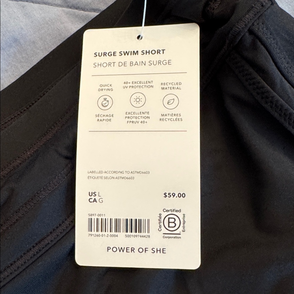 ATHLETA Surge Swim Short. Black Size L. - Picture 2 of 4